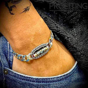 TURQUOISE-NINE-EYED-DZI --12mm-Pure-Copper-Bracelet-with-Box-Clasp-for-Men-&-Boys-(8 inch)