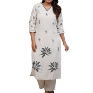 Women's-Viscose-Floral-Embroidered-Straight-Kurta-Set-with-Pant