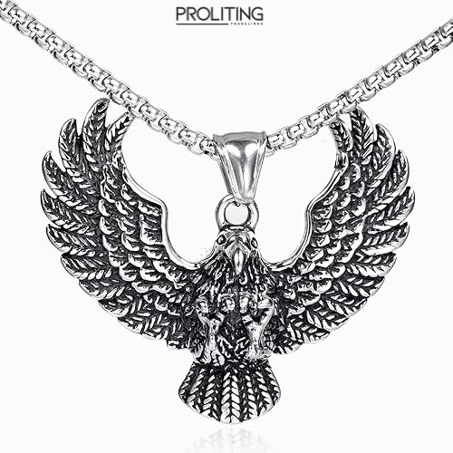 EAGLE-CATCH --Pure-Titanium-Steel-Pendant-with-Stainless-Steel-24inch-Round-Box0-Chain,-European-trending-Style