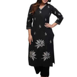Women's-Viscose-Floral-Embroidered-Straight-Kurta-Set-with-Pant