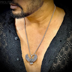 EAGLE-CATCH --Pure-Titanium-Steel-Pendant-with-Stainless-Steel-24inch-Round-Box0-Chain,-European-trending-Style