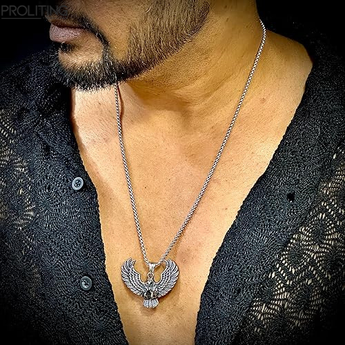 EAGLE-CATCH --Pure-Titanium-Steel-Pendant-with-Stainless-Steel-24inch-Round-Box0-Chain,-European-trending-Style