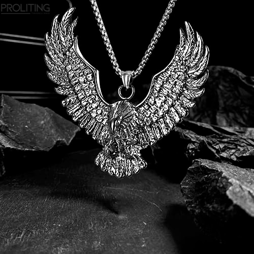 EAGLE-CATCH --Pure-Titanium-Steel-Pendant-with-Stainless-Steel-24inch-Round-Box0-Chain,-European-trending-Style