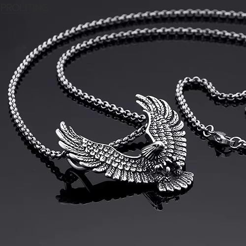 EAGLE-CATCH --Pure-Titanium-Steel-Pendant-with-Stainless-Steel-24inch-Round-Box0-Chain,-European-trending-Style