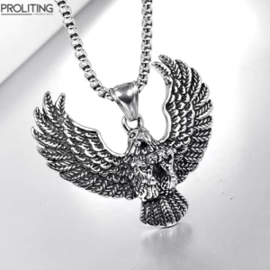 EAGLE-CATCH --Pure-Titanium-Steel-Pendant-with-Stainless-Steel-24inch-Round-Box0-Chain,-European-trending-Style