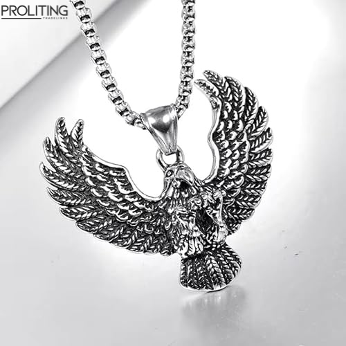 EAGLE-CATCH --Pure-Titanium-Steel-Pendant-with-Stainless-Steel-24inch-Round-Box0-Chain,-European-trending-Style