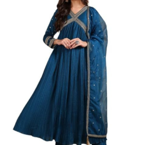 Silk-Blend-Yoke-Design-Embroidered-Anarkali-Kurta-Pant-With-Dupatta