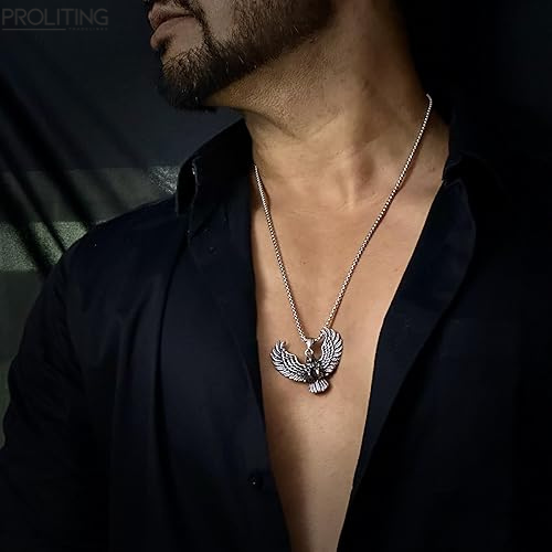 EAGLE-CATCH --Pure-Titanium-Steel-Pendant-with-Stainless-Steel-24inch-Round-Box0-Chain,-European-trending-Style