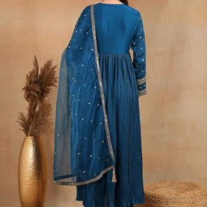 Silk-Blend-Yoke-Design-Embroidered-Anarkali-Kurta-Pant-With-Dupatta