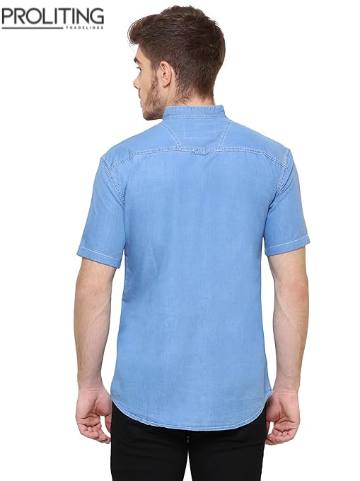 Men's-Half-Sleeve-Casual-Denim-Shirt-|-Denim-Shirts-for-Men-Half-Sleeves