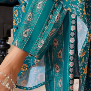 Viscose-Floral-Printed-Flared-Kurta-Pant-with-Dupatta