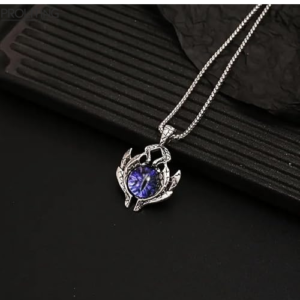 PURPLE-EYE-PROTECT --Pure-Titanium-Steel-Pendant-with-Stainless-Steel-24inch-Round-Box-Chain,-European-trending-Style-for-Men-&-Boy