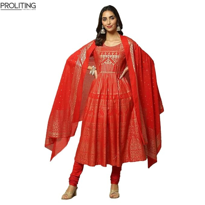 Cotton-Printed-Fitted-Salwar-Kurta-Dupatta