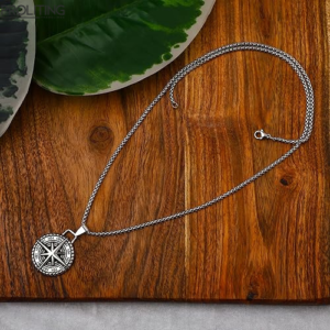 Silver-Chain-Pendant-For-Men-Round-Pendant-Cross-Compass-Necklace-Chain-For-Men-Boys-Men's-Jewellery-Pendant