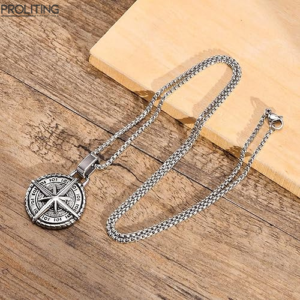 Silver-Chain-Pendant-For-Men-Round-Pendant-Cross-Compass-Necklace-Chain-For-Men-Boys-Men's-Jewellery-Pendant