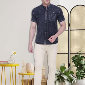 Men's-Half-Sleeve-Casual-Denim-Shirt-|-Denim-Shirts-for-Men-Half-Sleeves