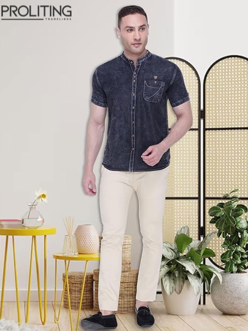 Men's-Half-Sleeve-Casual-Denim-Shirt-|-Denim-Shirts-for-Men-Half-Sleeves