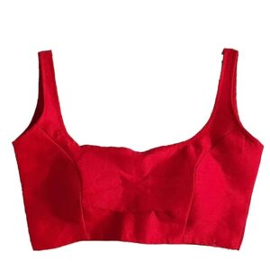 Women-Silk-Plain-Sleeveless-Readymade-Blouse