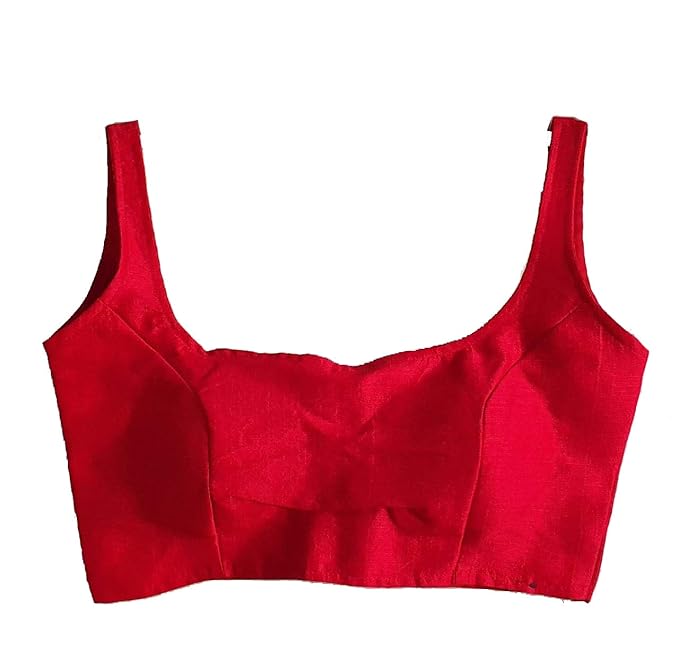 Women-Silk-Plain-Sleeveless-Readymade-Blouse