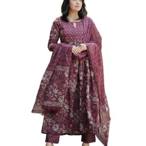 Women-Anarkali-Kurta-and-Pant-Set-with-Dupatta