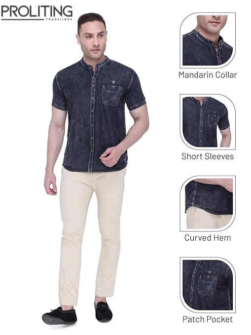 Men's-Half-Sleeve-Casual-Denim-Shirt-|-Denim-Shirts-for-Men-Half-Sleeves