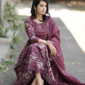 Women-Anarkali-Kurta-and-Pant-Set-with-Dupatta