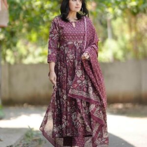 Women-Anarkali-Kurta-and-Pant-Set-with-Dupatta