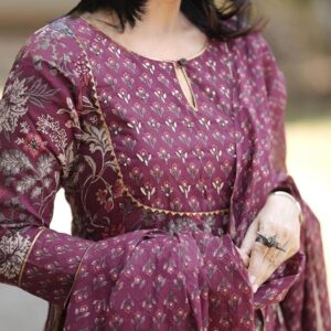 Women-Anarkali-Kurta-and-Pant-Set-with-Dupatta