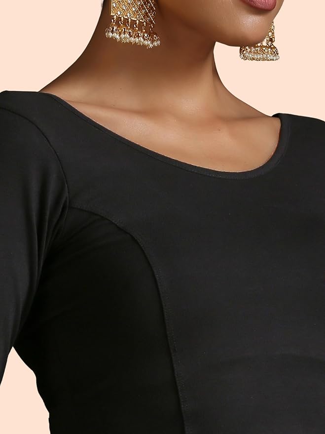 Women-Stretchable-Cotton-Crop-Top-Saree-Blouse