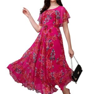 Women's-Georgette-Floral-Digital-Print-Dress-Proliting-Traders