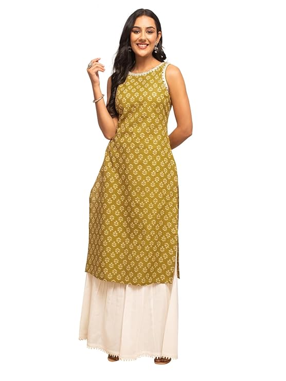 Floral-Printed-Yellow-Cotton-Straight-Kurta-Proliting-Traders