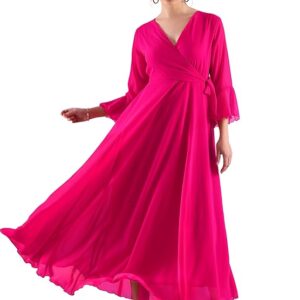 Georgette-Solid-Casual-Maxi-Fit-and-Flare-Dress-Proliting-Traders