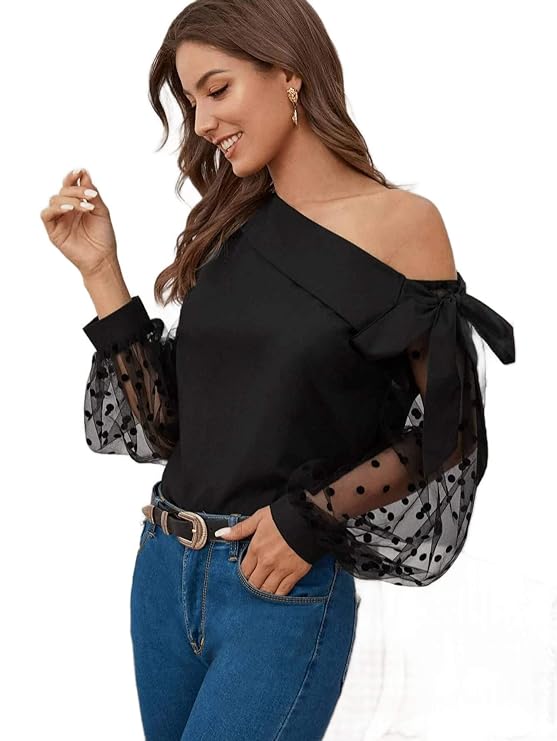 Casual-Western-Stylish-Net-Polka-Dot-Top-Proliting-Traders