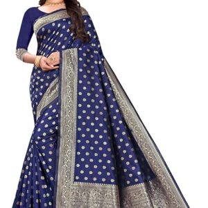 Women's Pure Kanjivaram Silk Saree, Soft Sari With Blouse Piece For Wedding
