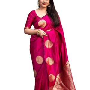 Women's Pure Banarasi Silk Saree Kanjivaram Style With Blouse Piece For Wedding