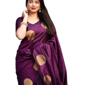 Women's Pure Banarasi Silk Saree, Kanjivaram Style, With Blouse Piece For Wedding