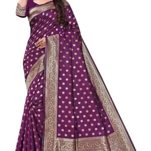 Women's Pure Kanjivaram Silk Saree, Soft Sari With Blouse Piece For Wedding