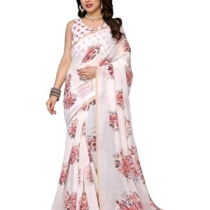 Women's Chanderi Floral Digital Print Chanderi Saree with Unstitched Blouse Material