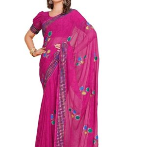 Georgette Shiroski Work Saree With Unstitched Blouse Piece