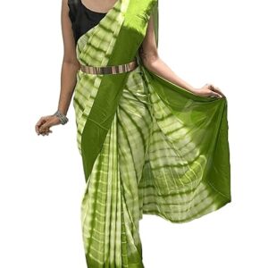 Women's Chinon Ready To Wear 1 Minute Pre Draped saree With Unstitched Blouse Piece