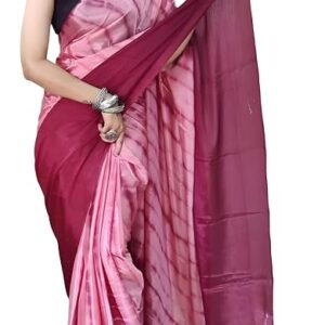 Women's Chinon Ready To Wear 1 Minute Pre Draped saree With Unstitched Blouse Piece