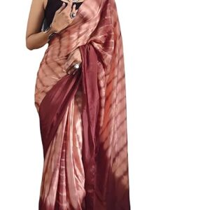 Women's Chinon Ready To Wear 1 Minute Pre Draped saree With Unstitched Blouse Piece